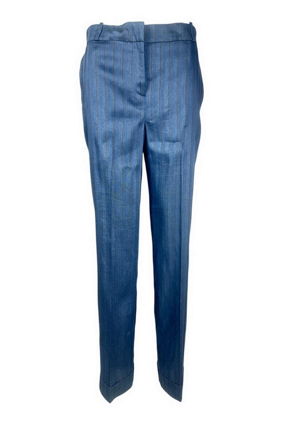 pantalone donna gessato aviazione e marrone 