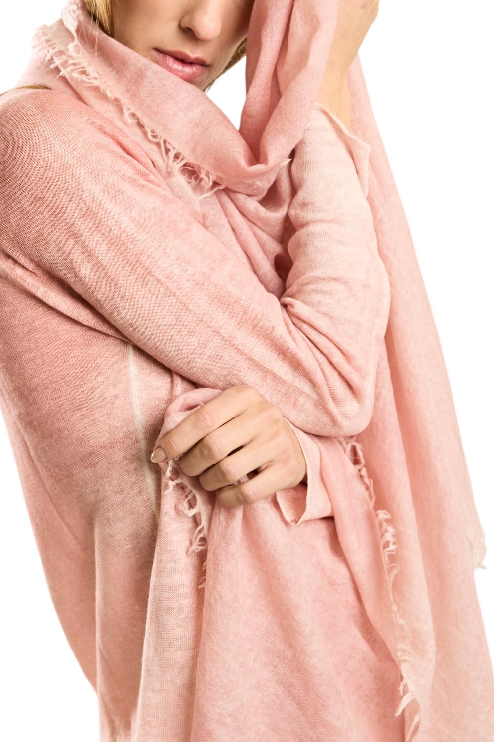 sciarpa donna sfumata in cachemire rosa 