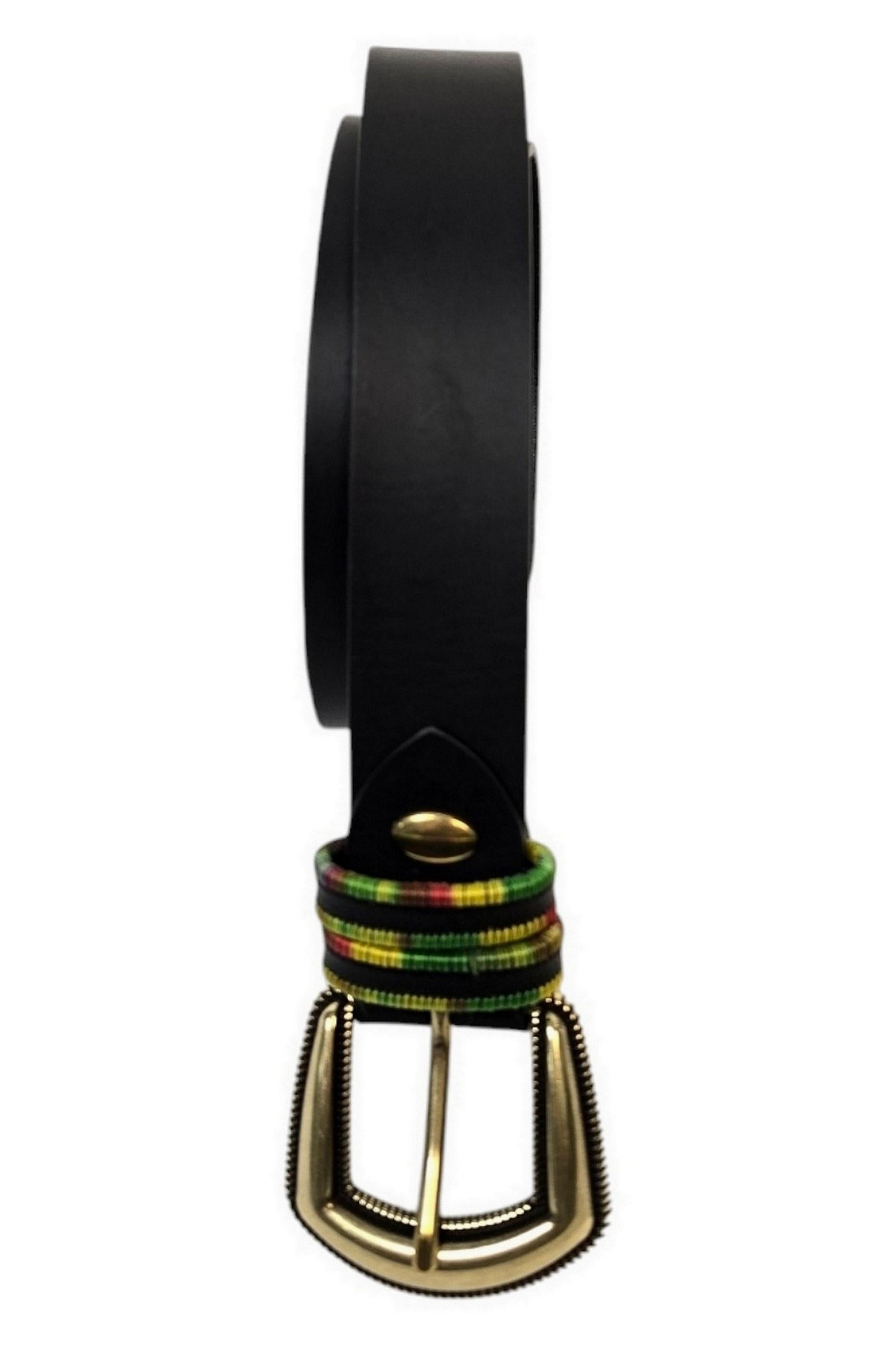 cintura donna bassa nero con passante multicolor 