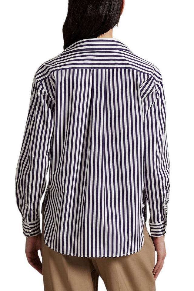camicia donna a righe bianco e viola 