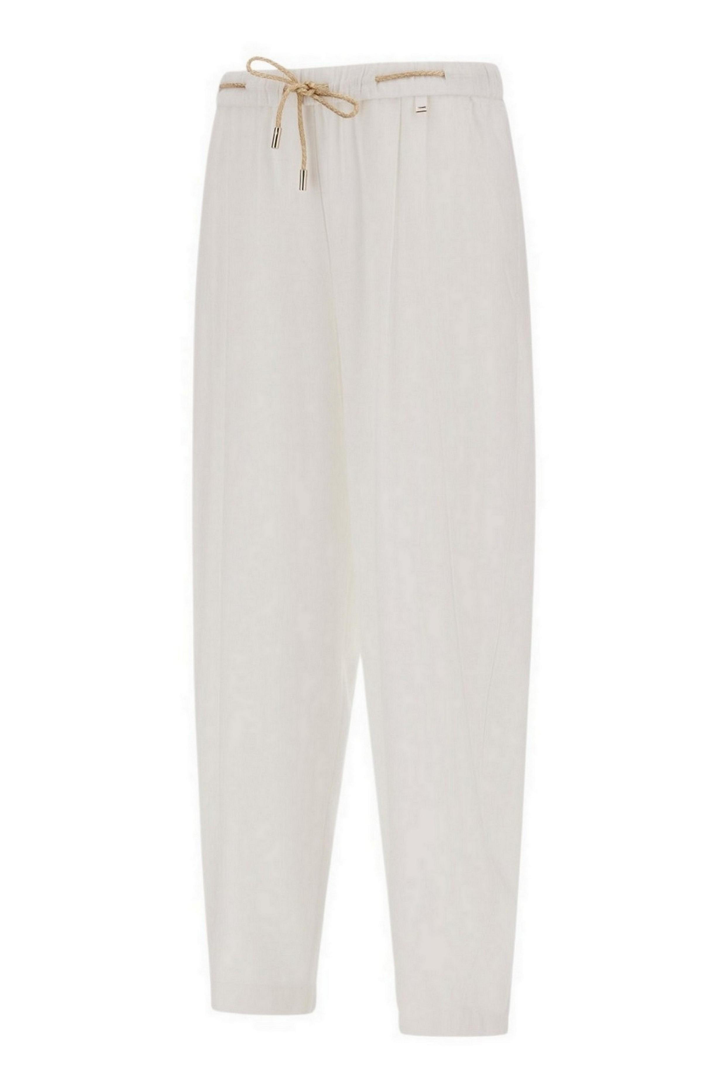 pantalone donna in lino e viscosa bianco e oro 