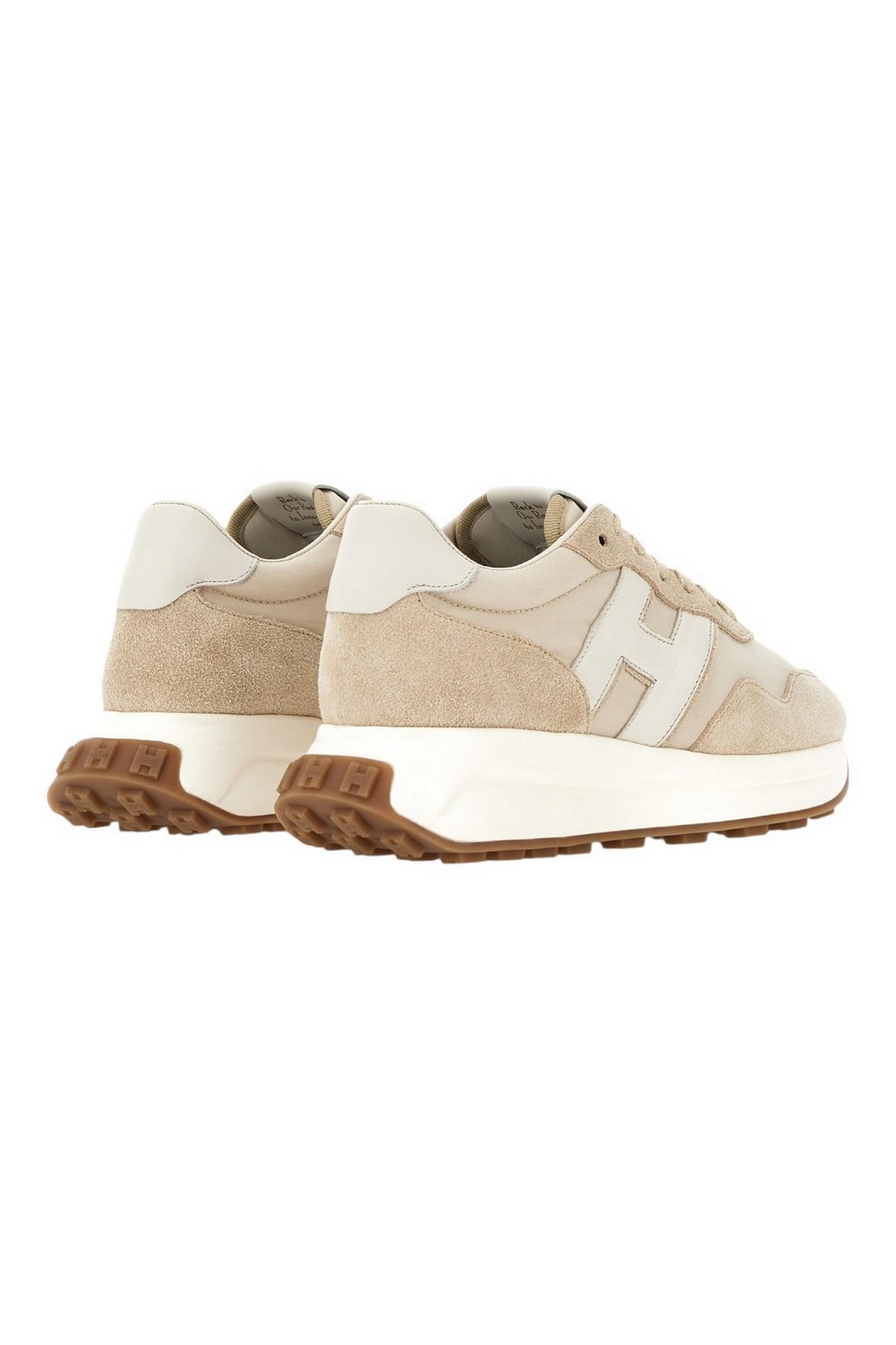 sneakers donna H641 beige e bianco 