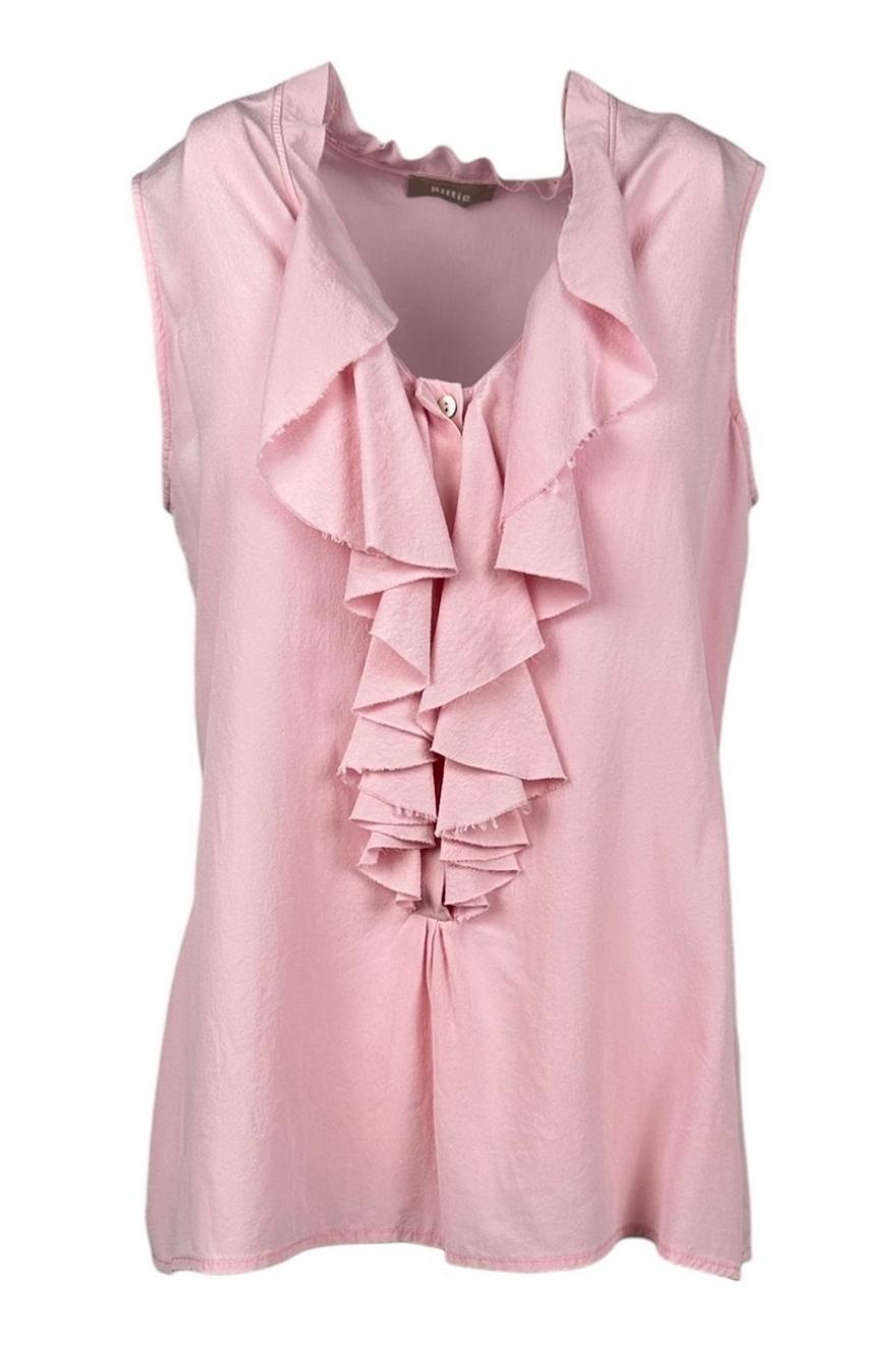 camicia donna senza maniche in seta rosa 