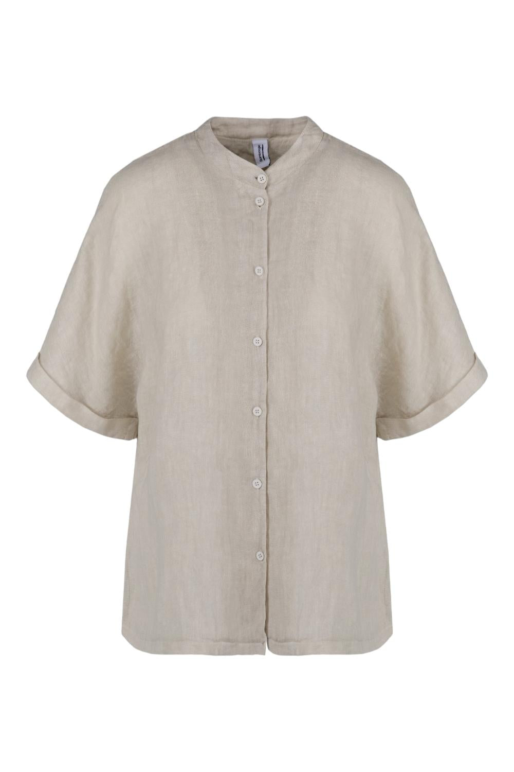 camicia donna coreana in lino avorio 