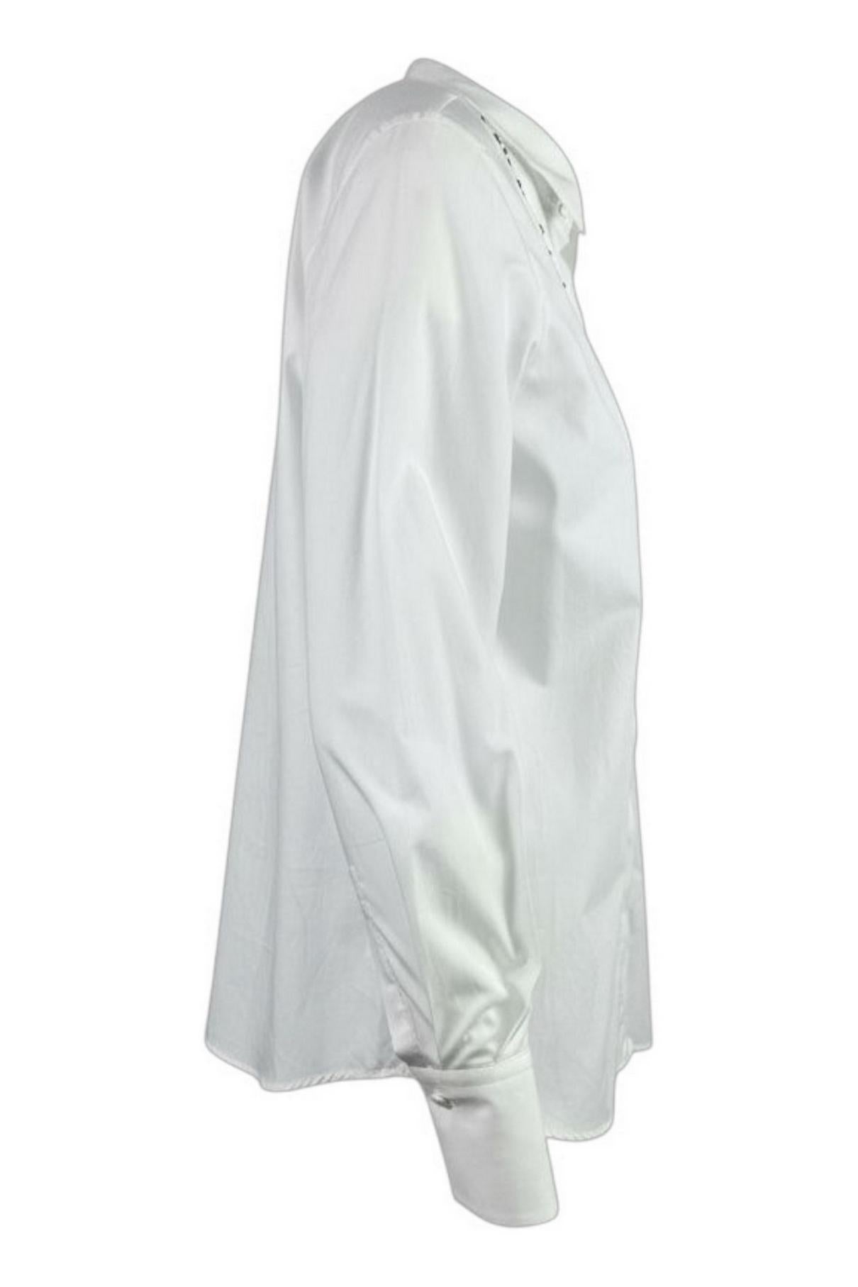 camicia donna bianco con plastron borchiato 