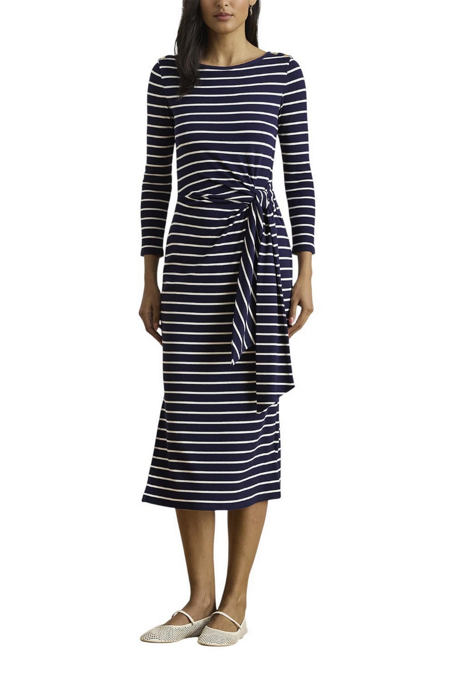 abito donna a righe blu e bianco con nodo 
