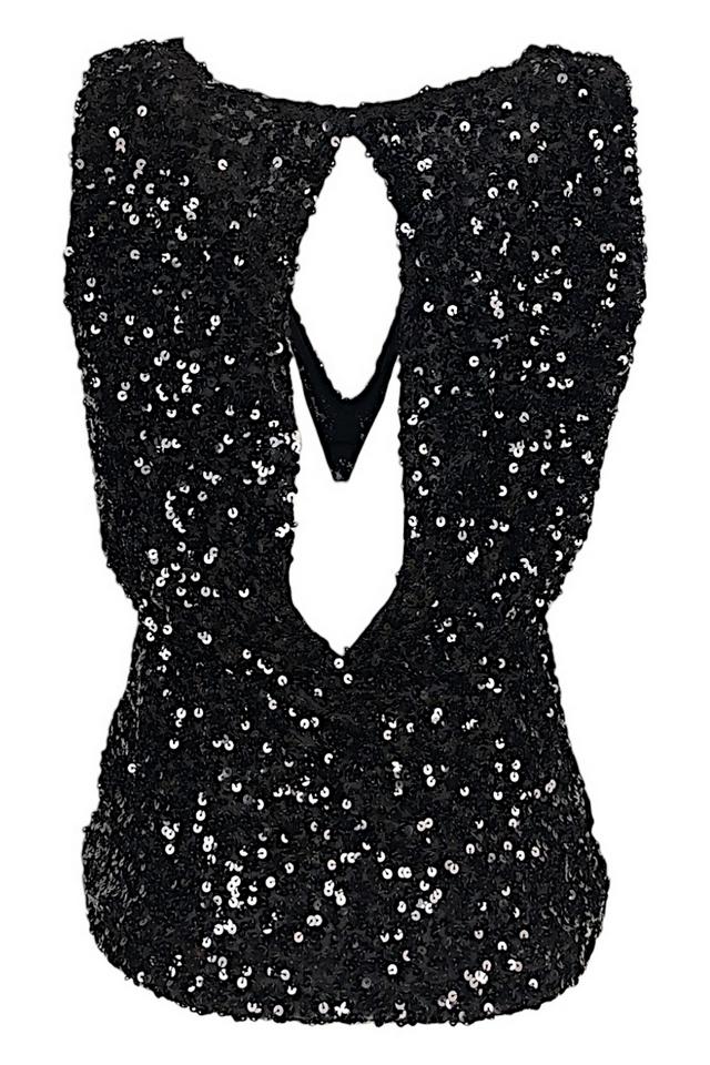 Top donna nero in paillettes stretch 