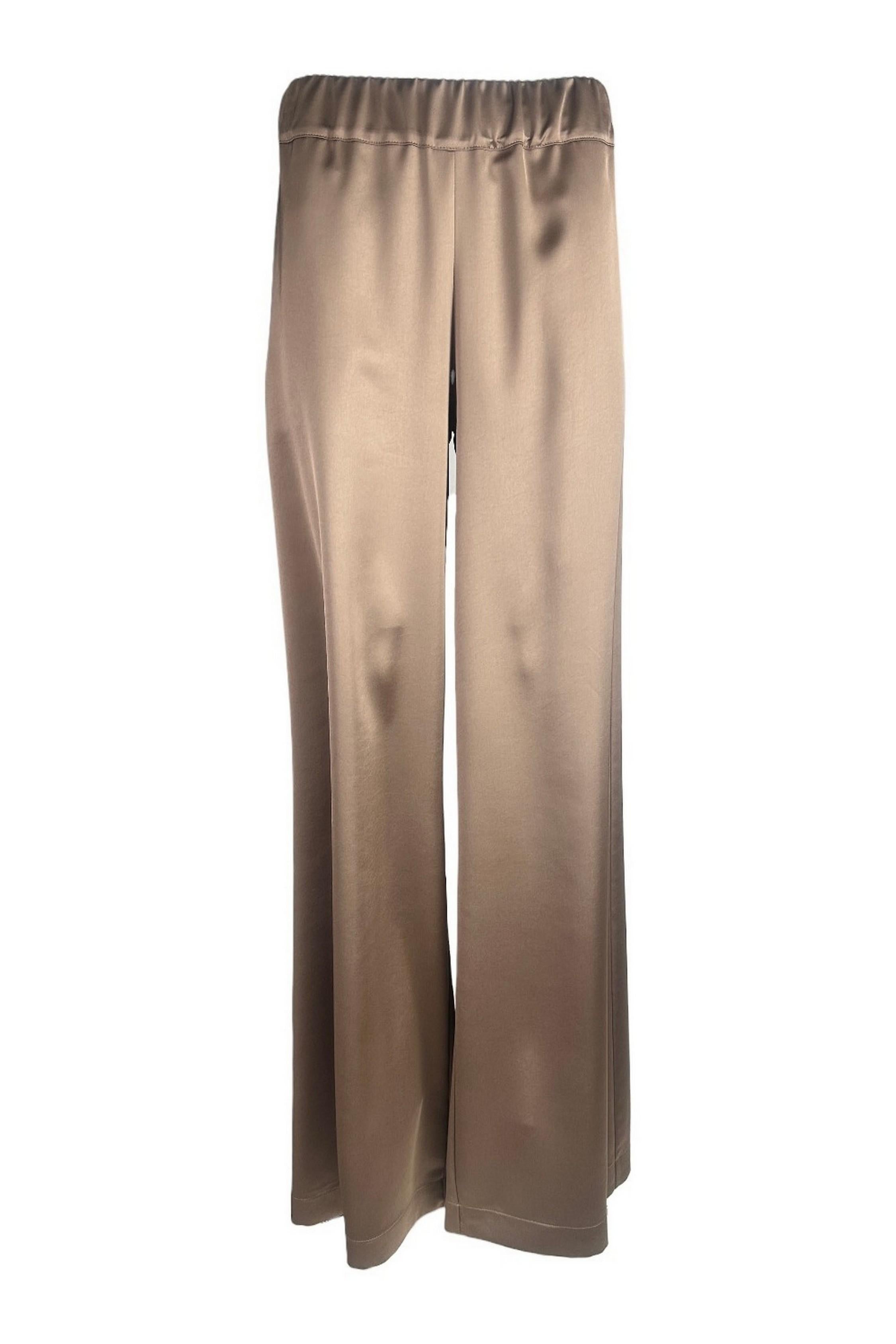 pantalone donna in raso marrone 
