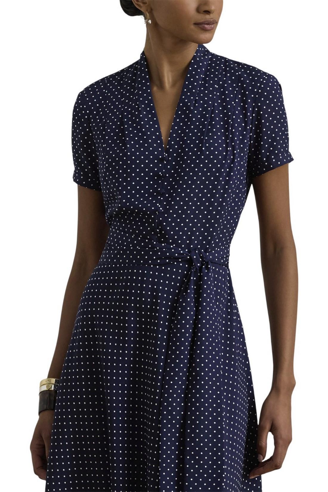 abito donna a pois blu e bianco 