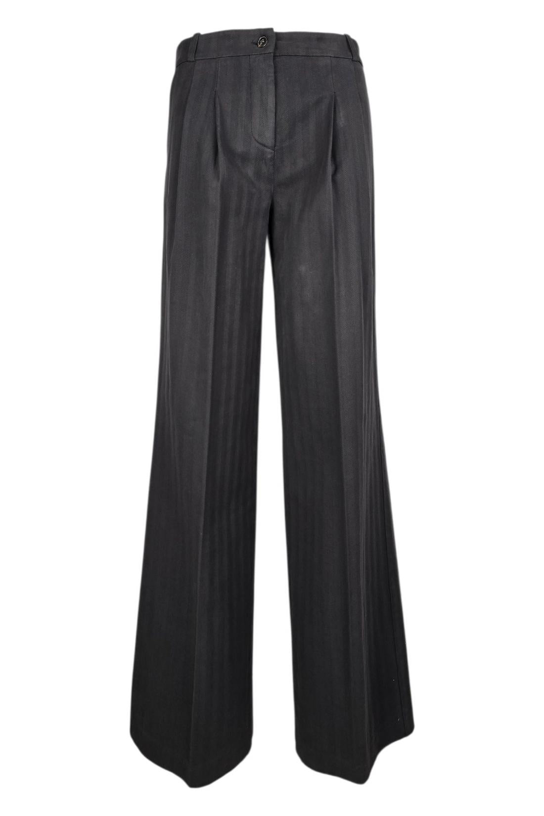 pantalone donna largo con pinces nero 