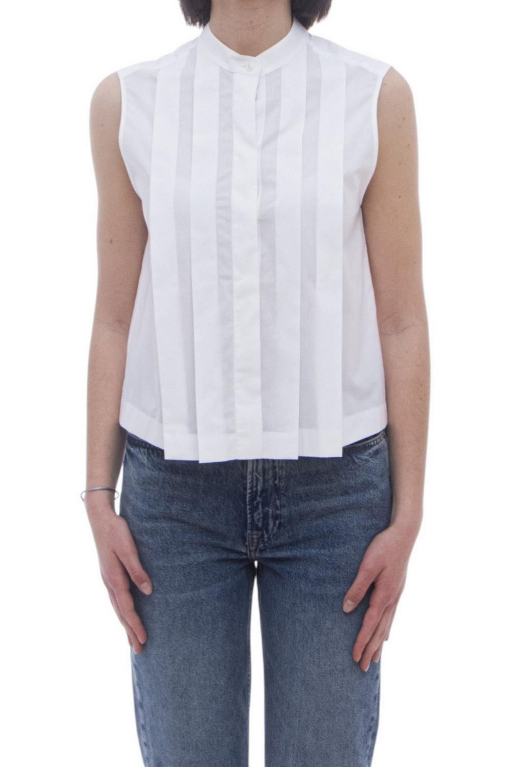 camicia donna senza maniche bianco 