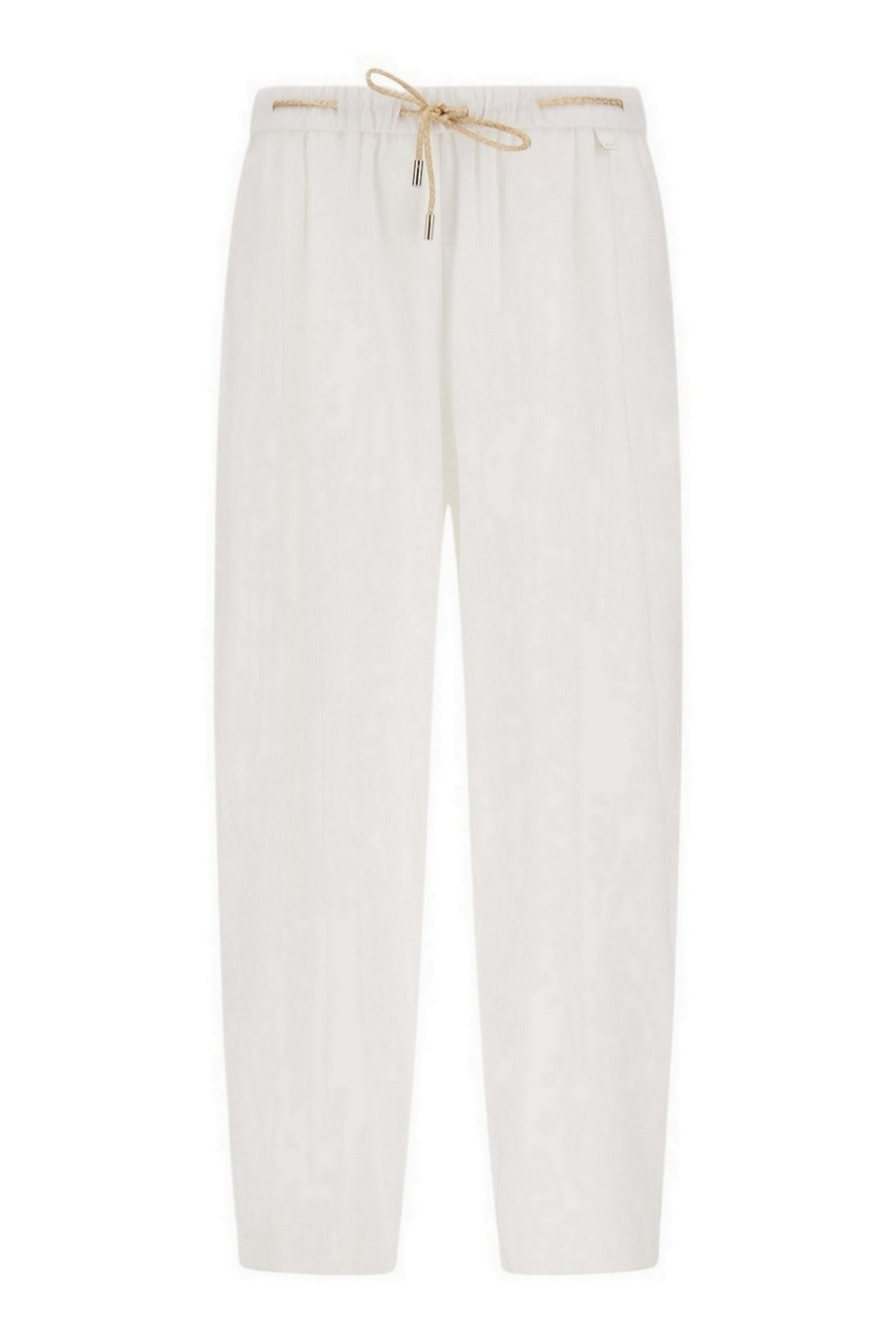 pantalone donna in lino e viscosa bianco e oro 