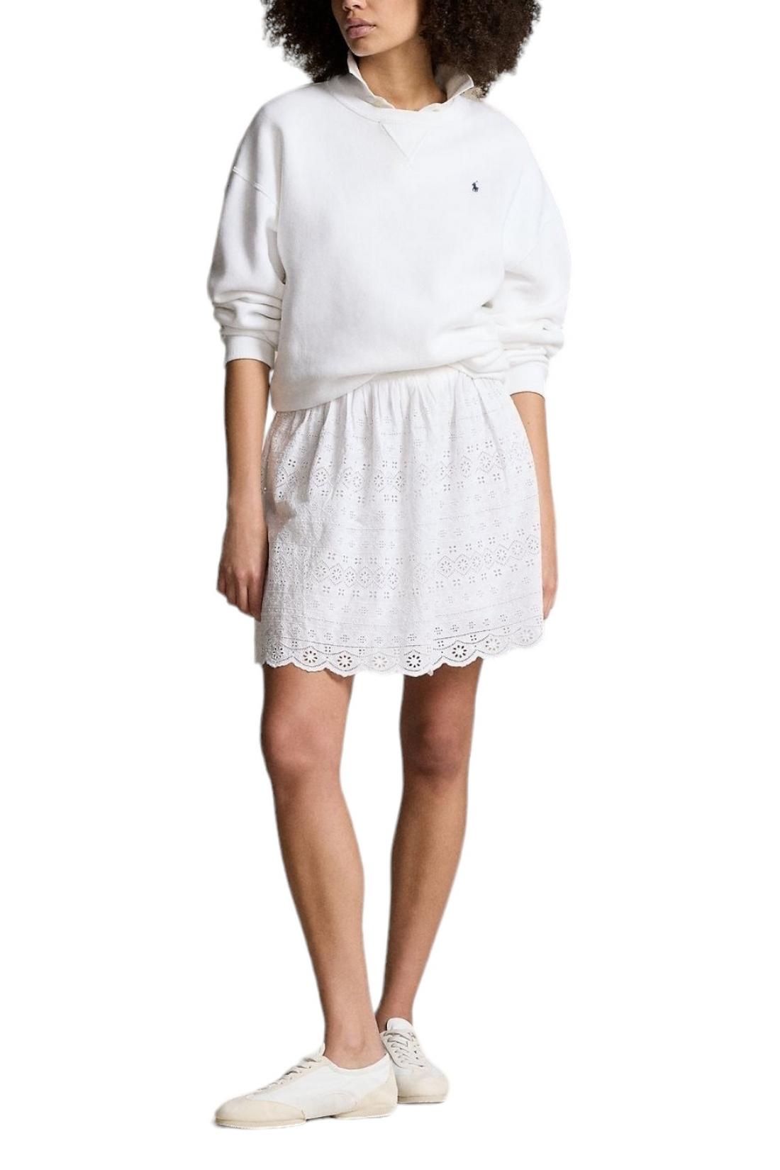 gonna donna corta in sangallo bianco 