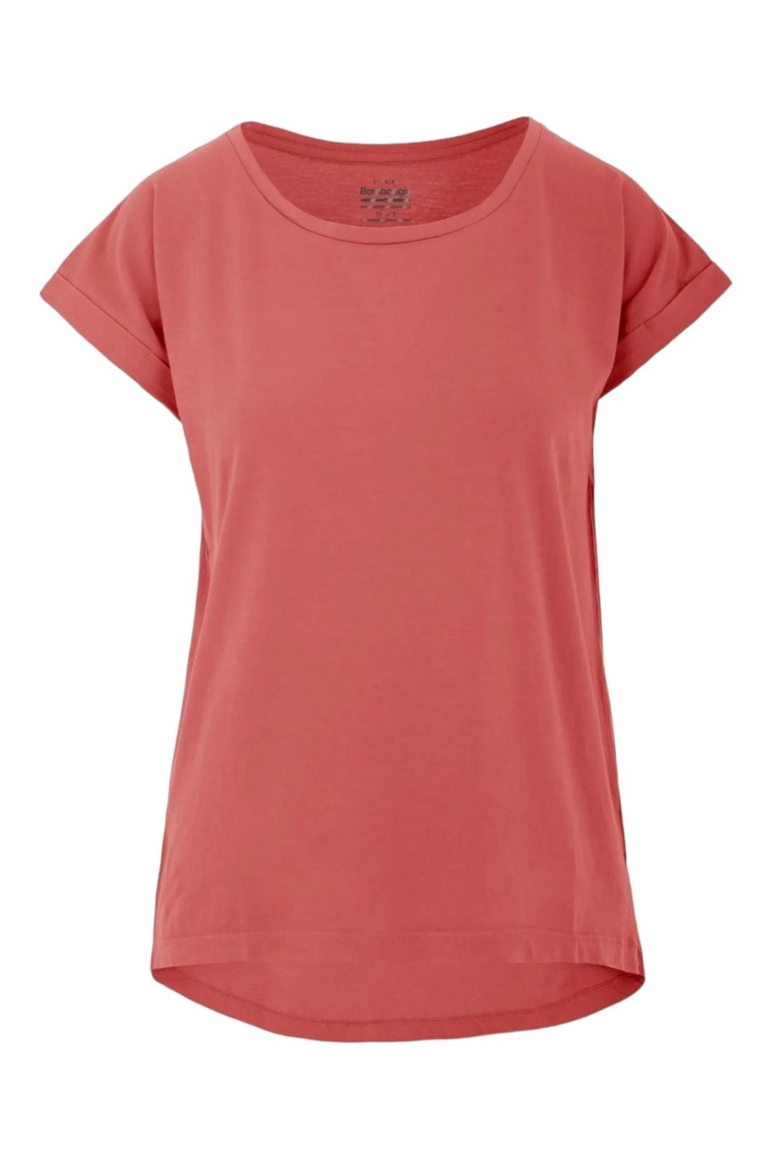 t-shirt donna mezza manica in jersey di lino corallo 