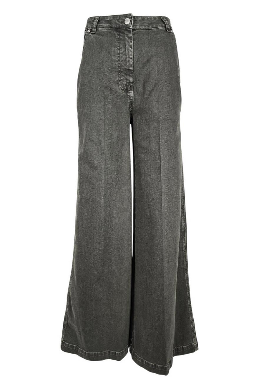 pantalone donna largo bull denim militare 
