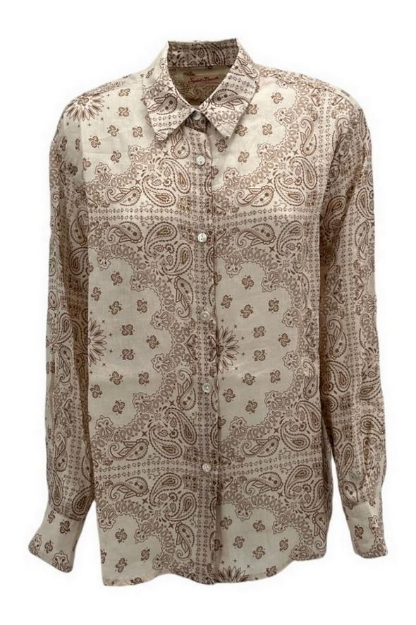 camicia donna fantasia bandana beige e avorio 