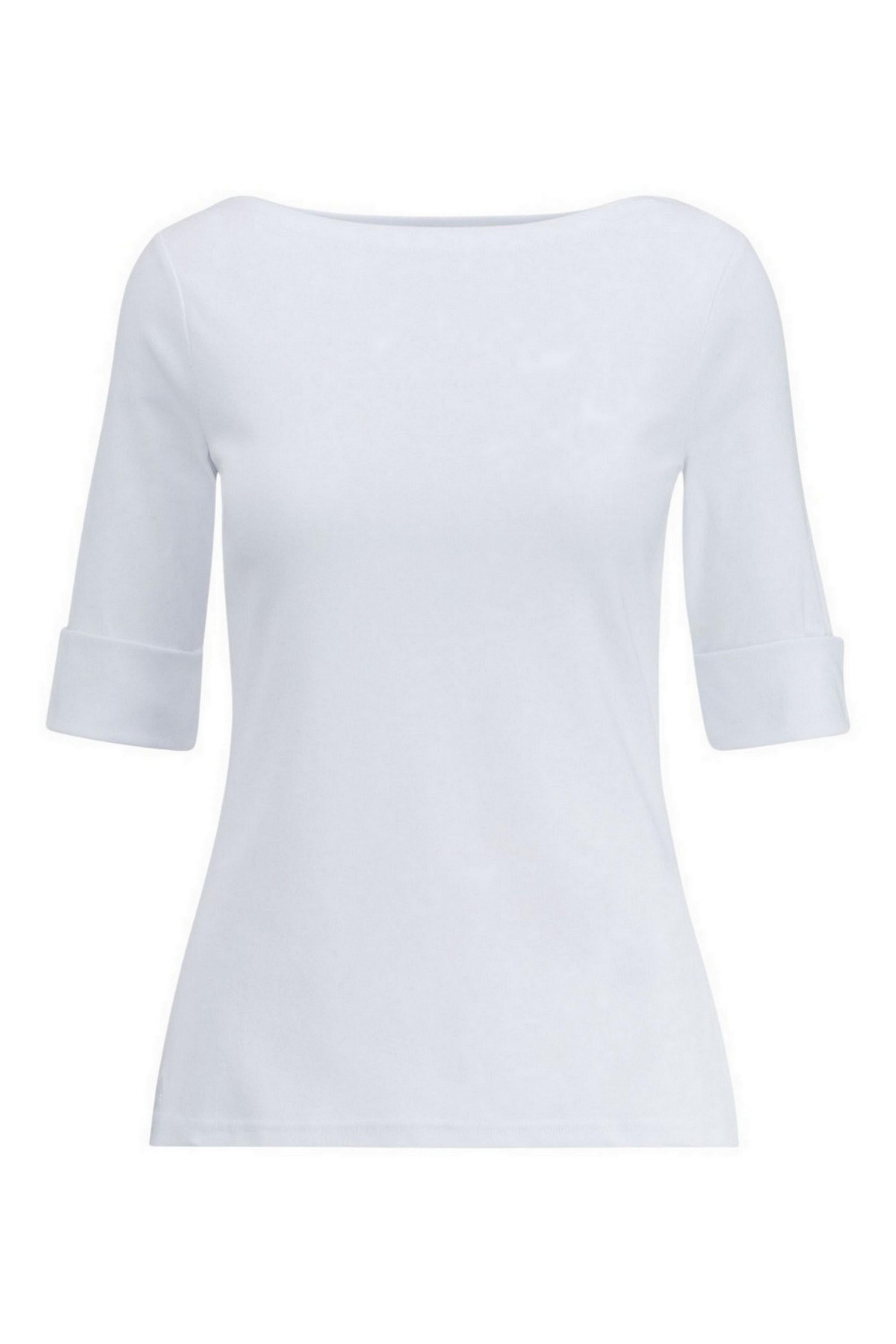 t-shirt donna bianco con scollo a barca 