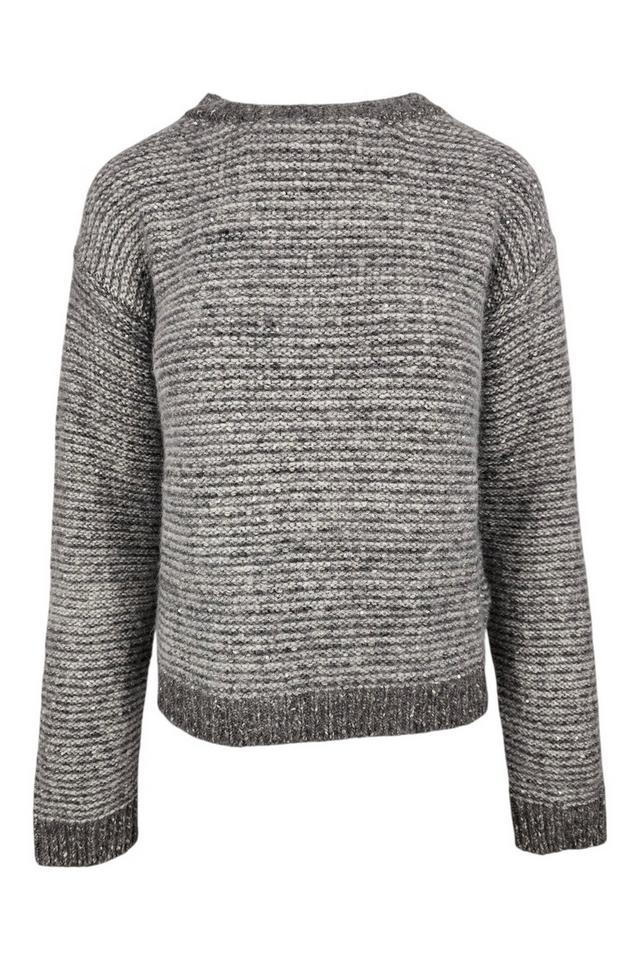 maglia donna girocollo paillettes grigia 