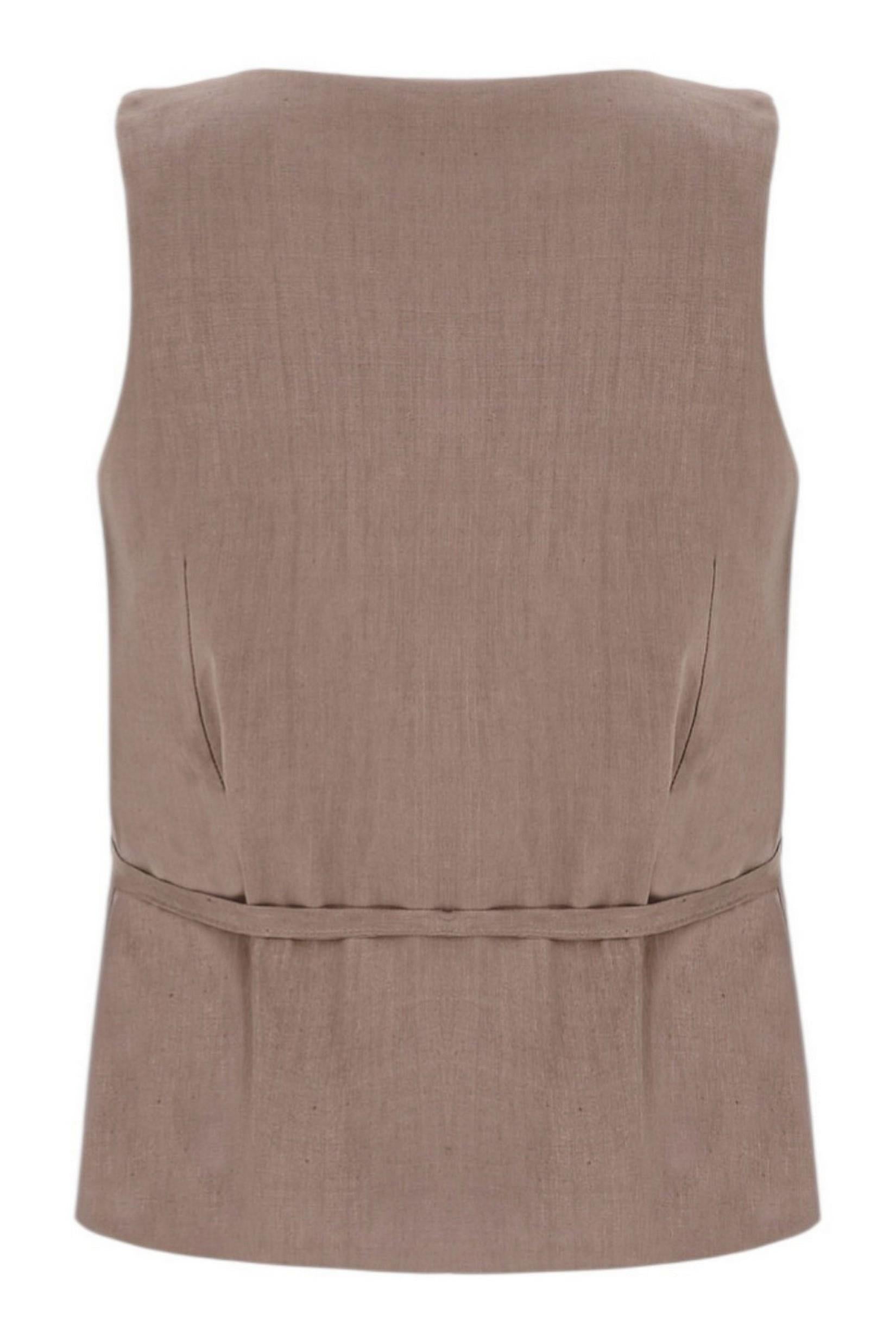 gilet donna in lino castagna 