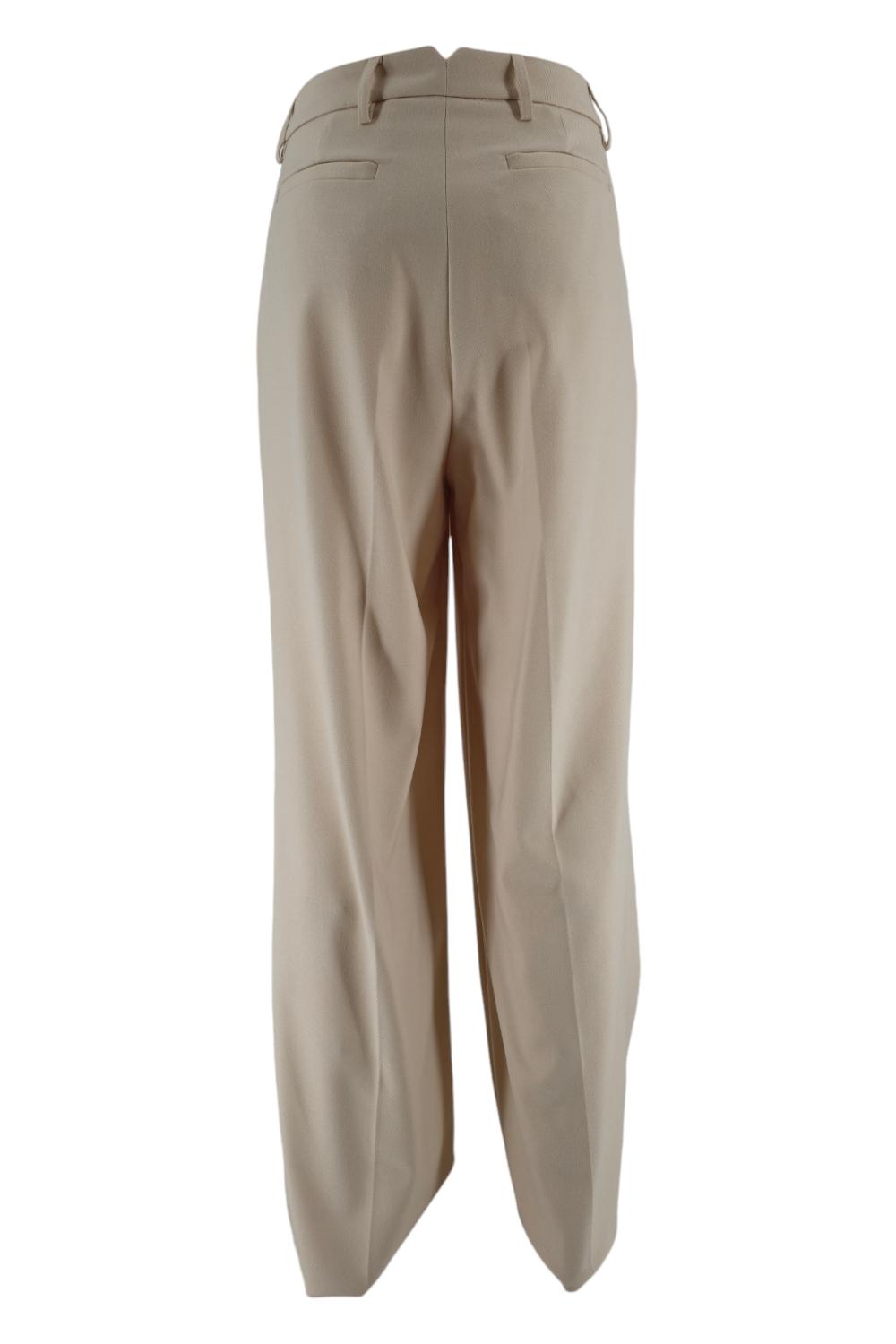 pantalone largo con pinces avorio 