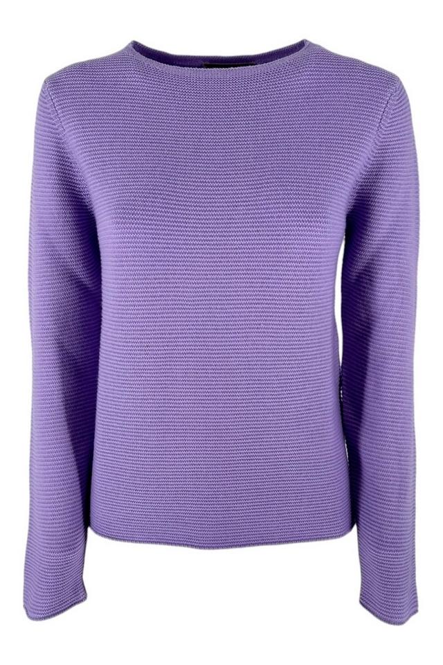 Maglia donna girocollo lavorazione cannettato lilla 