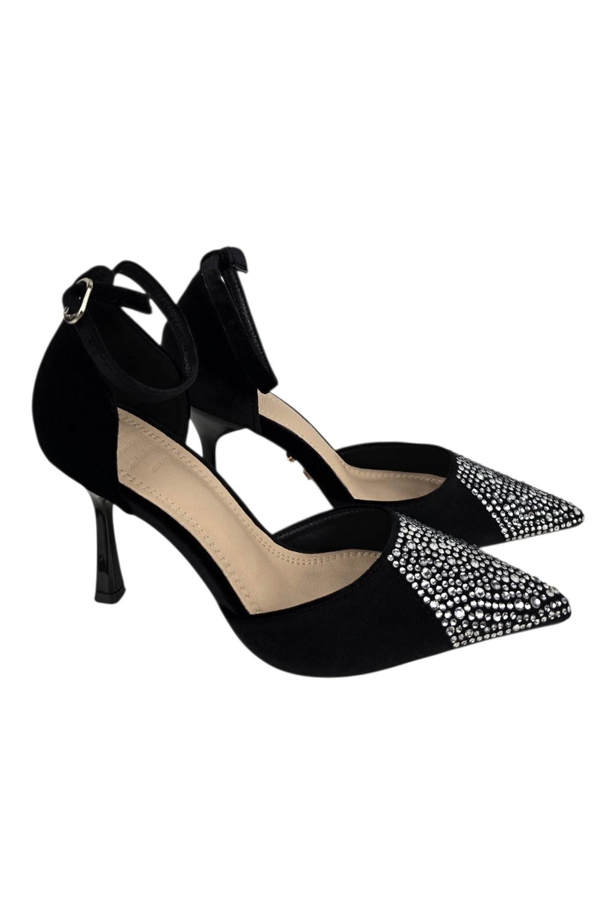 décolleté donna con strass nero 