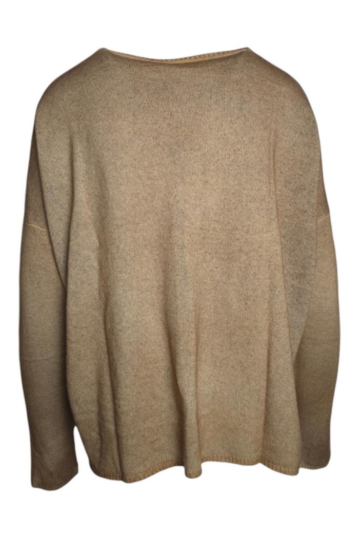 cardigan donna girocollo aerografato cammello e grigio 