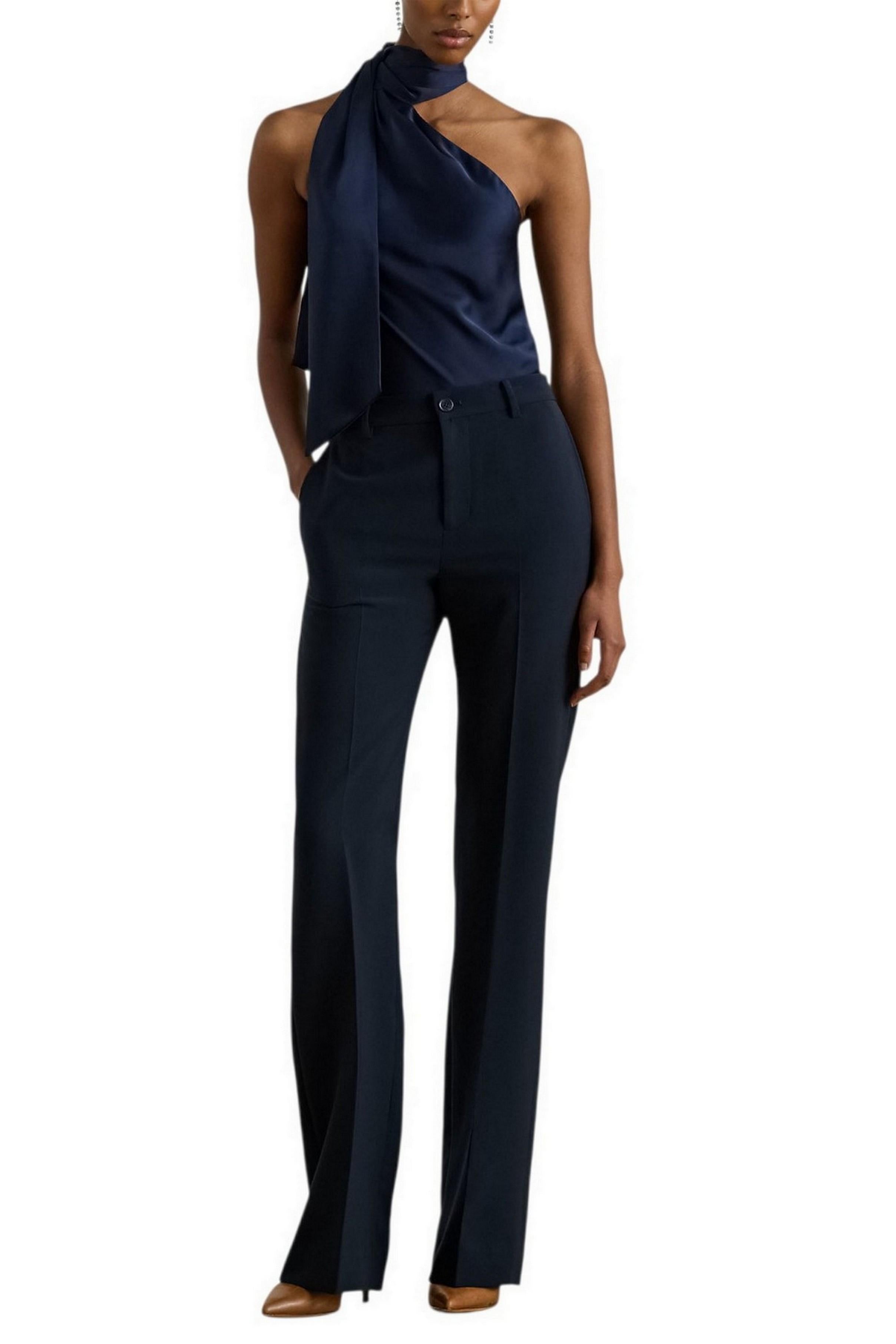 top donna asimmetrico blu 