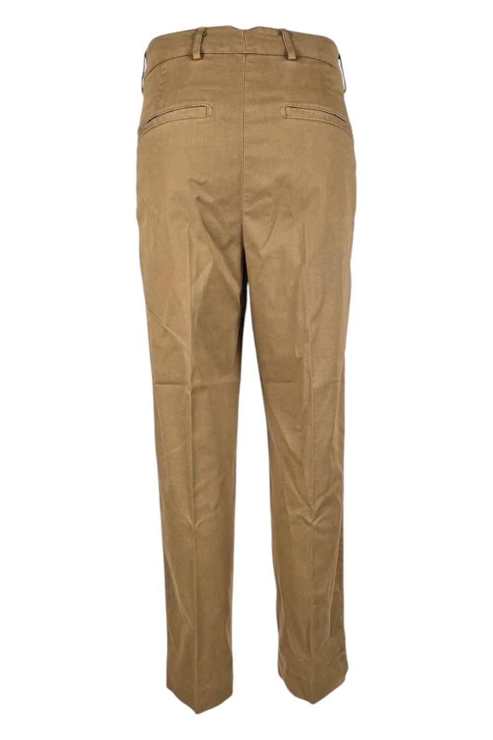Pantaloni donna Tania loose in gabardina manopesca cammello 