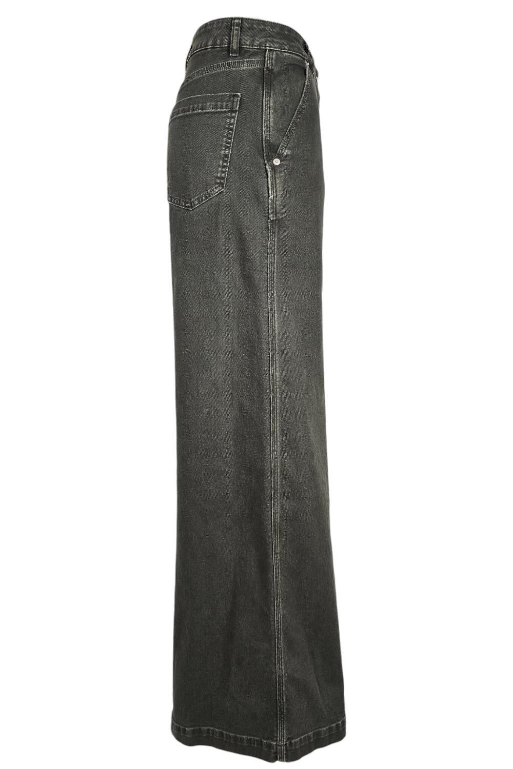 pantalone donna largo bull denim militare 
