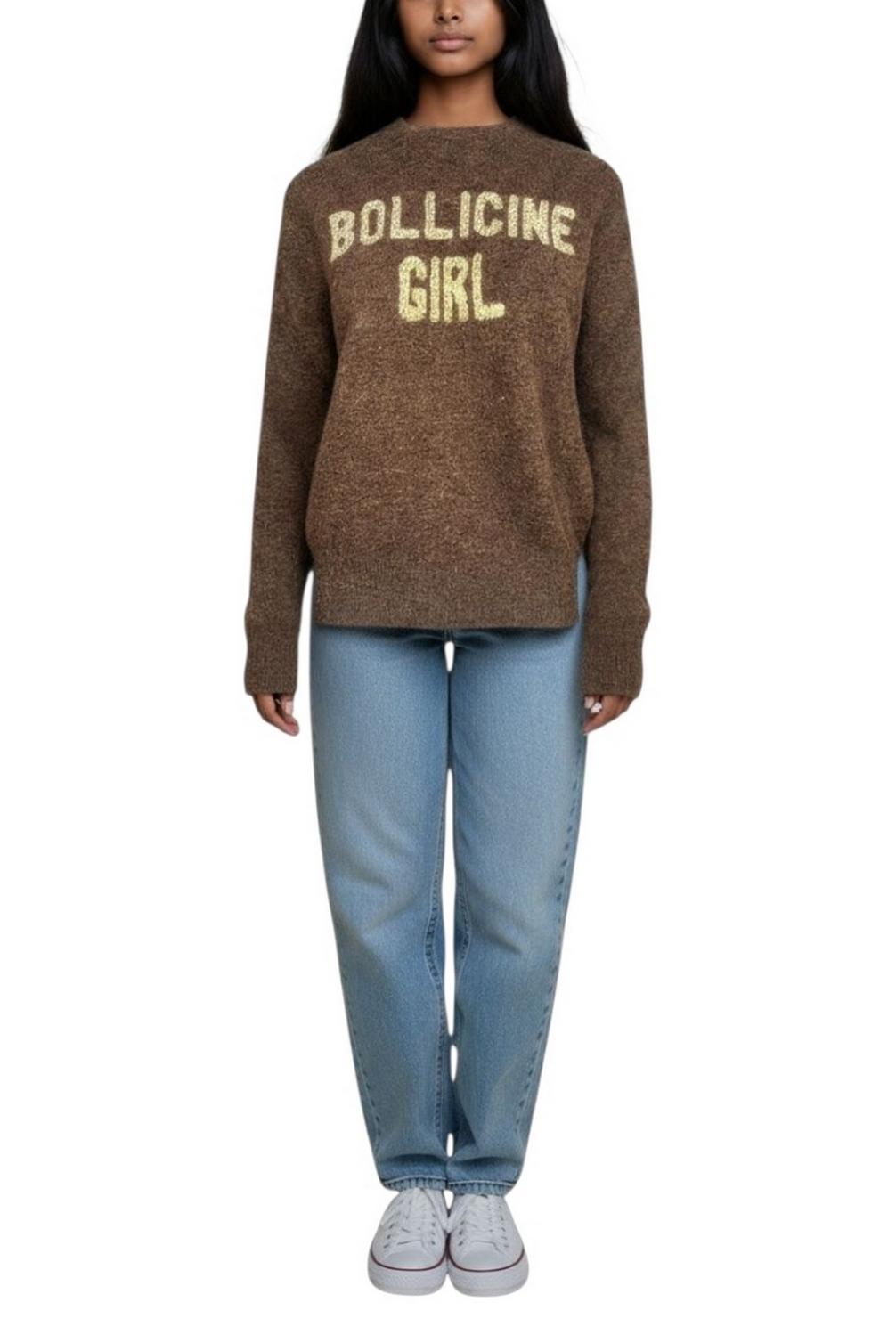 girocollo donna marrone con scritta bollicine girl 