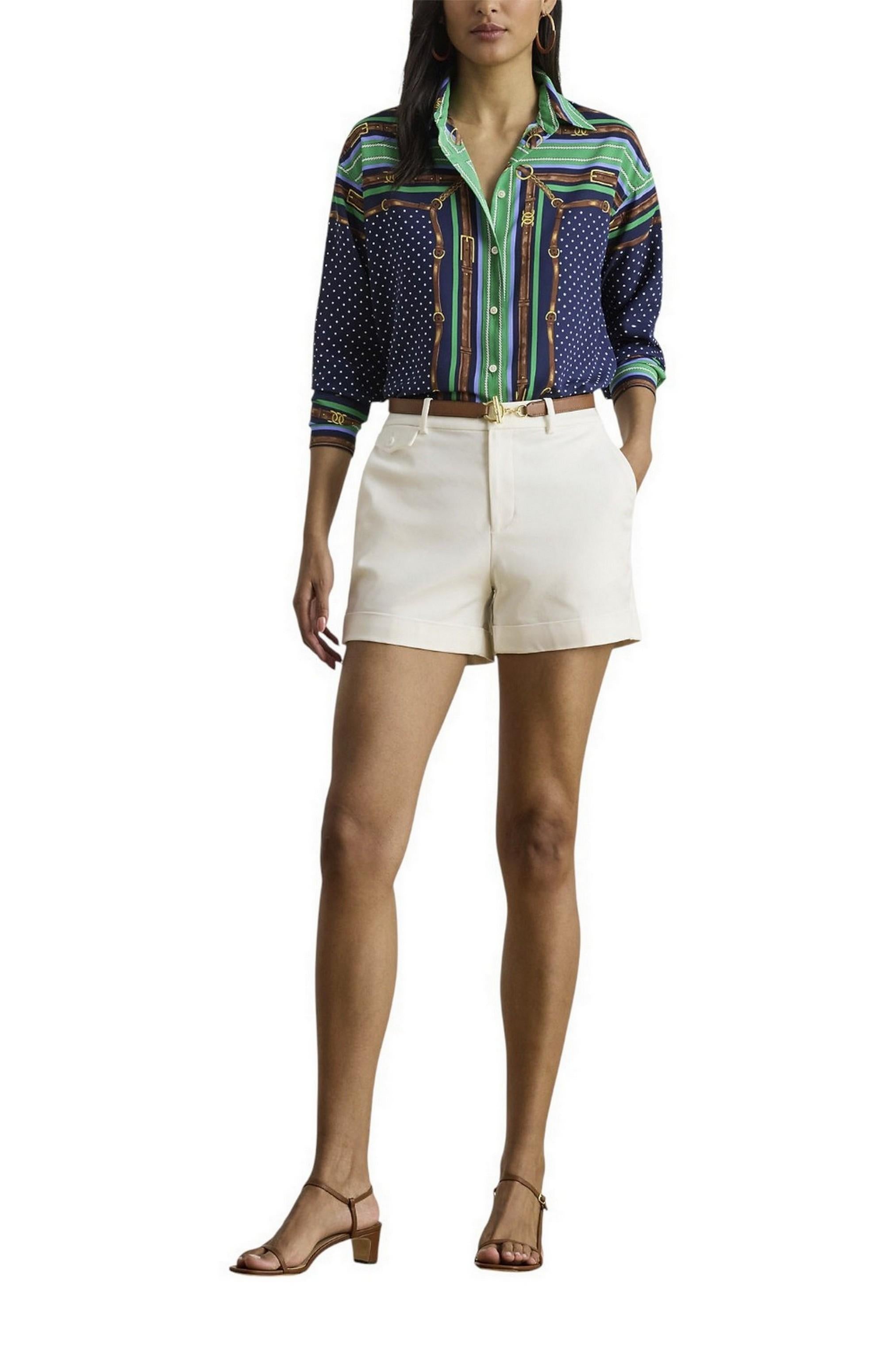 camicia donna fantasia foulard blu e verde 