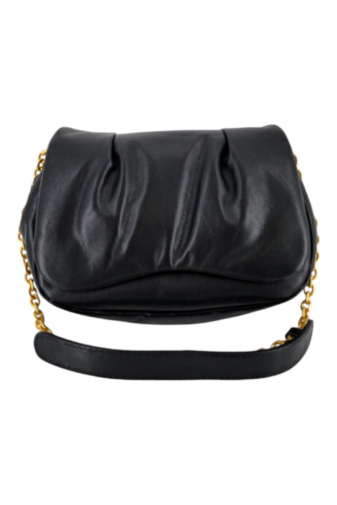 tracollina donna in pelle nera 