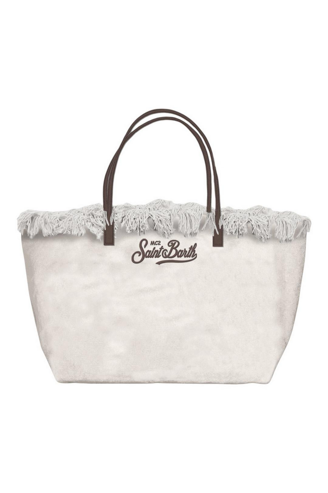 borsa donna in canvas media bianco 