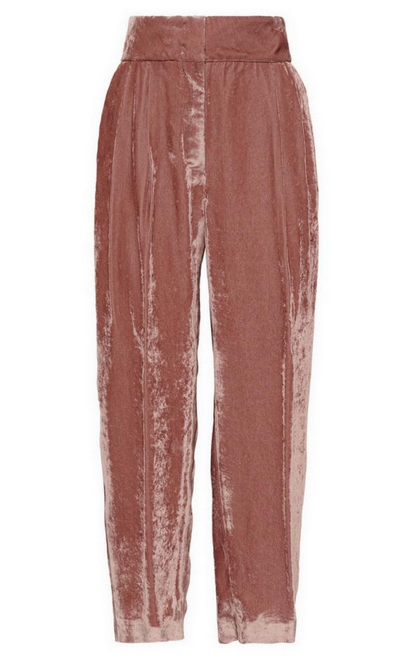 Pantalone donna rosa antico in velluto 