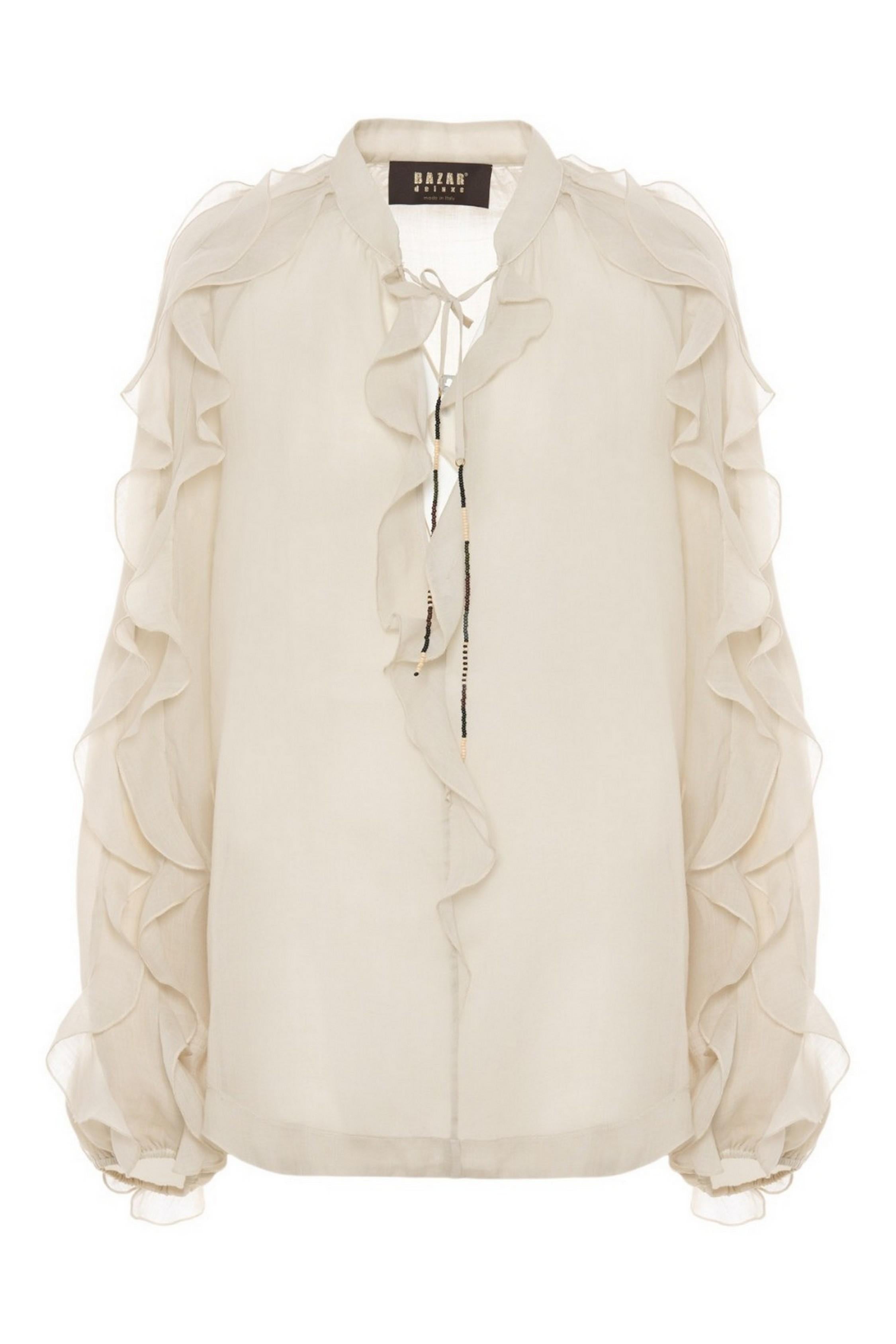 camicia donna con ruches latte 
