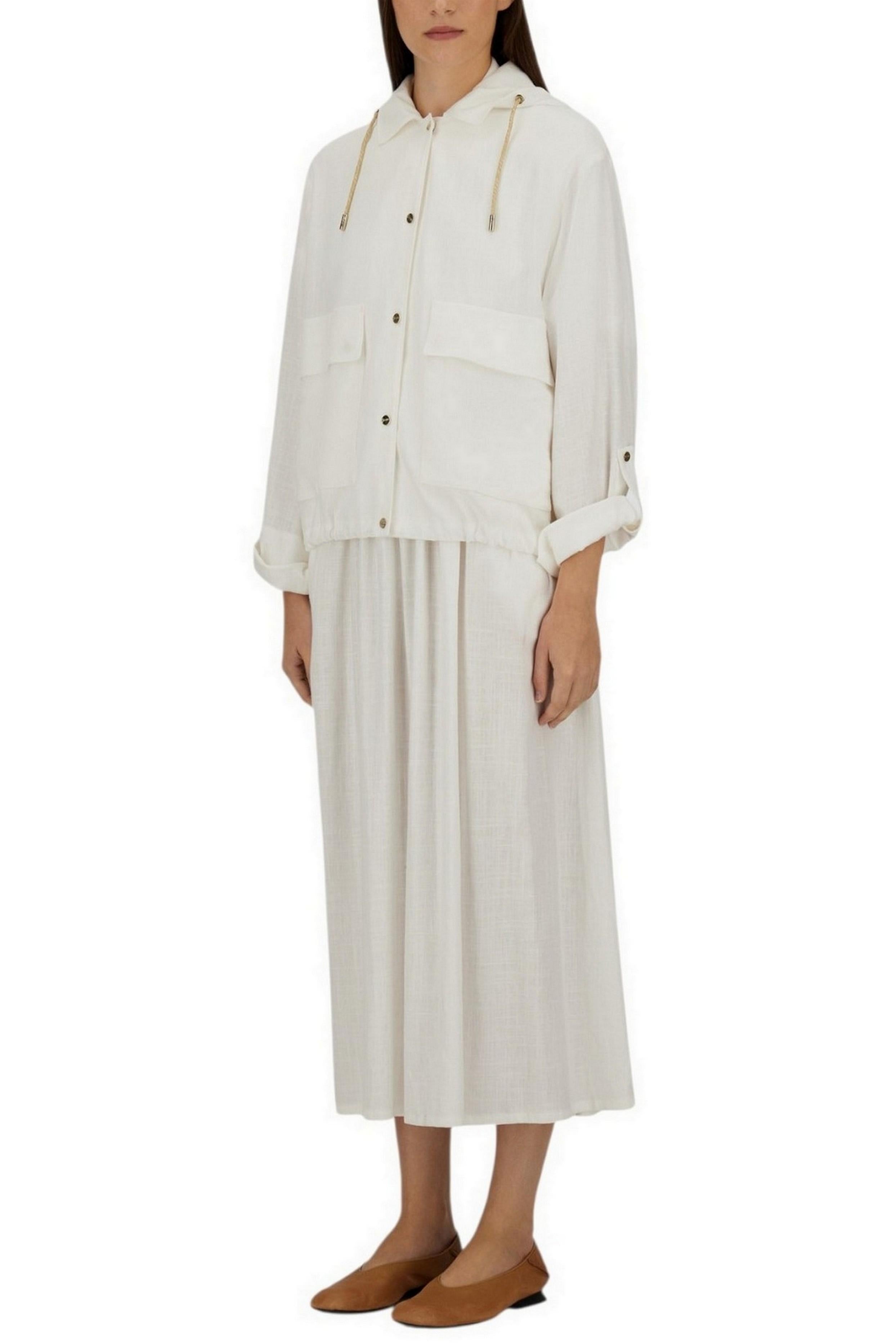 bomber donna in lino e viscosa bianco 