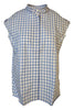 camisa mujer corta a cuadros blanca y azul Caliban