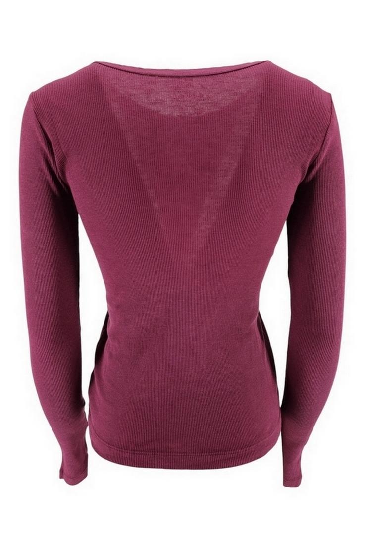 t-shirt donna a costine bordeaux 
