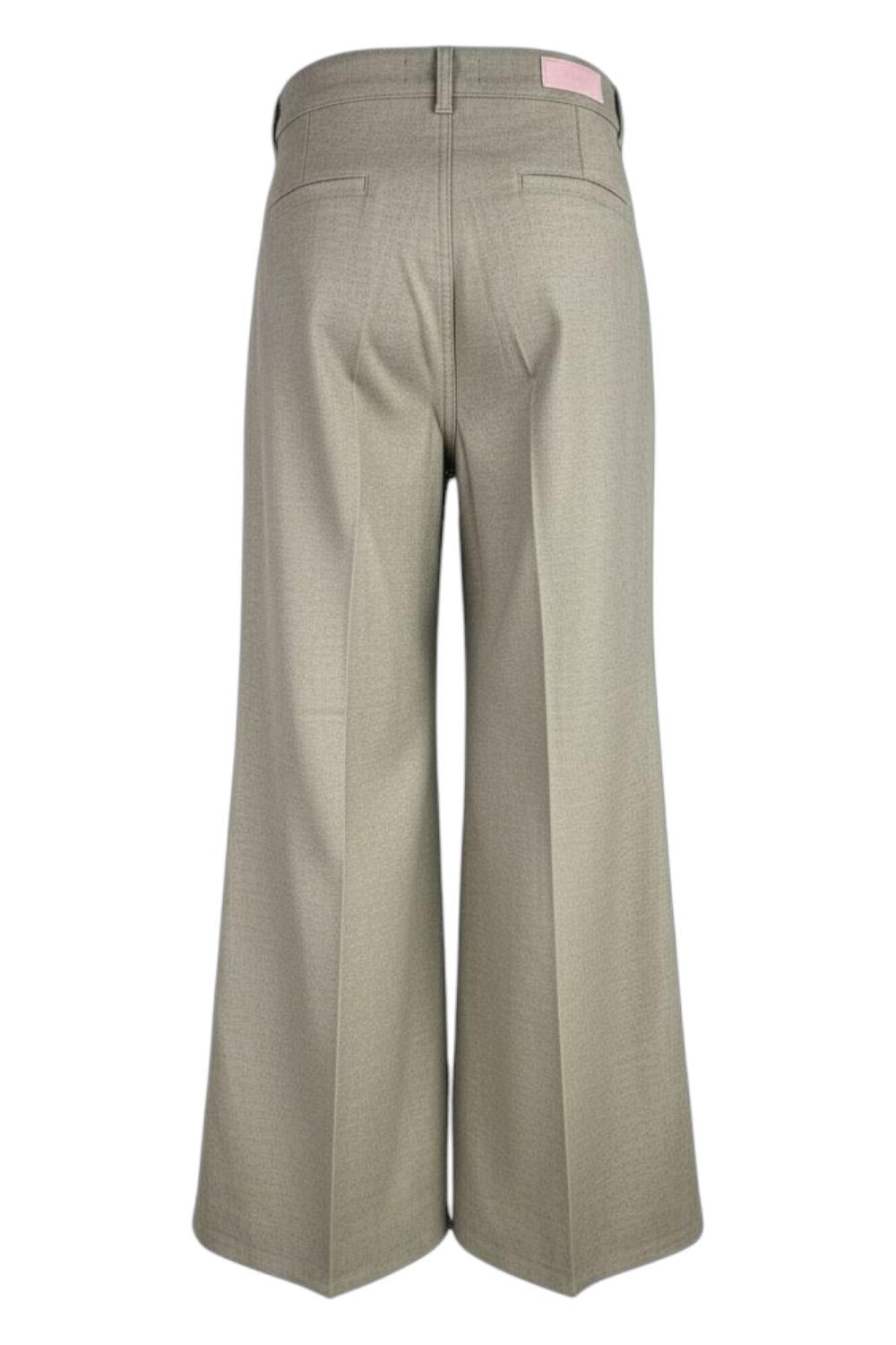 pantalone donna largo in flanella beige 