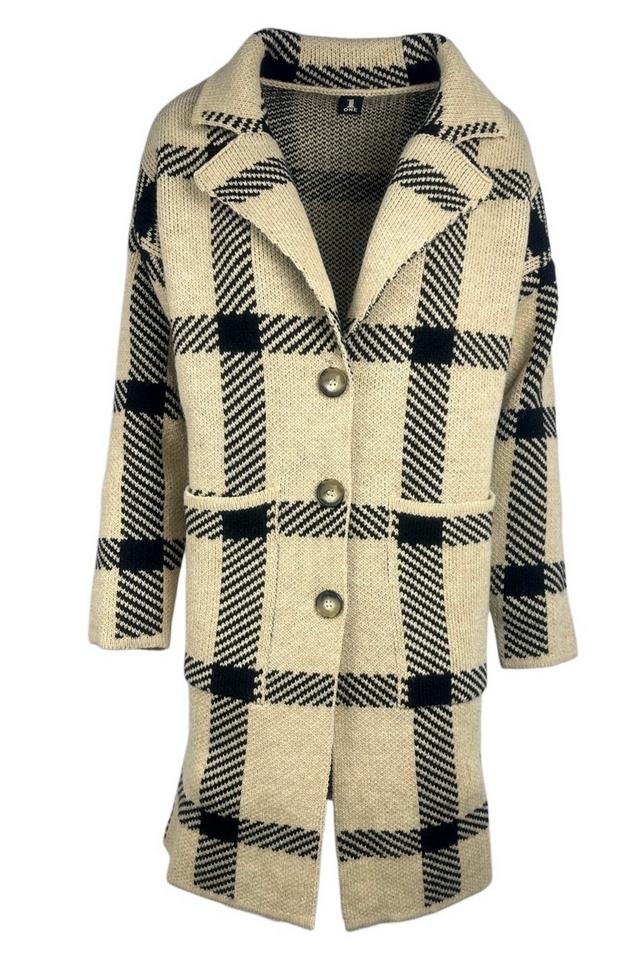cappotto donna fantasia galles avorio e nero 