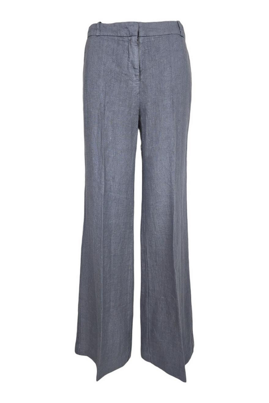 pantalone donna largo in lino azzurro 