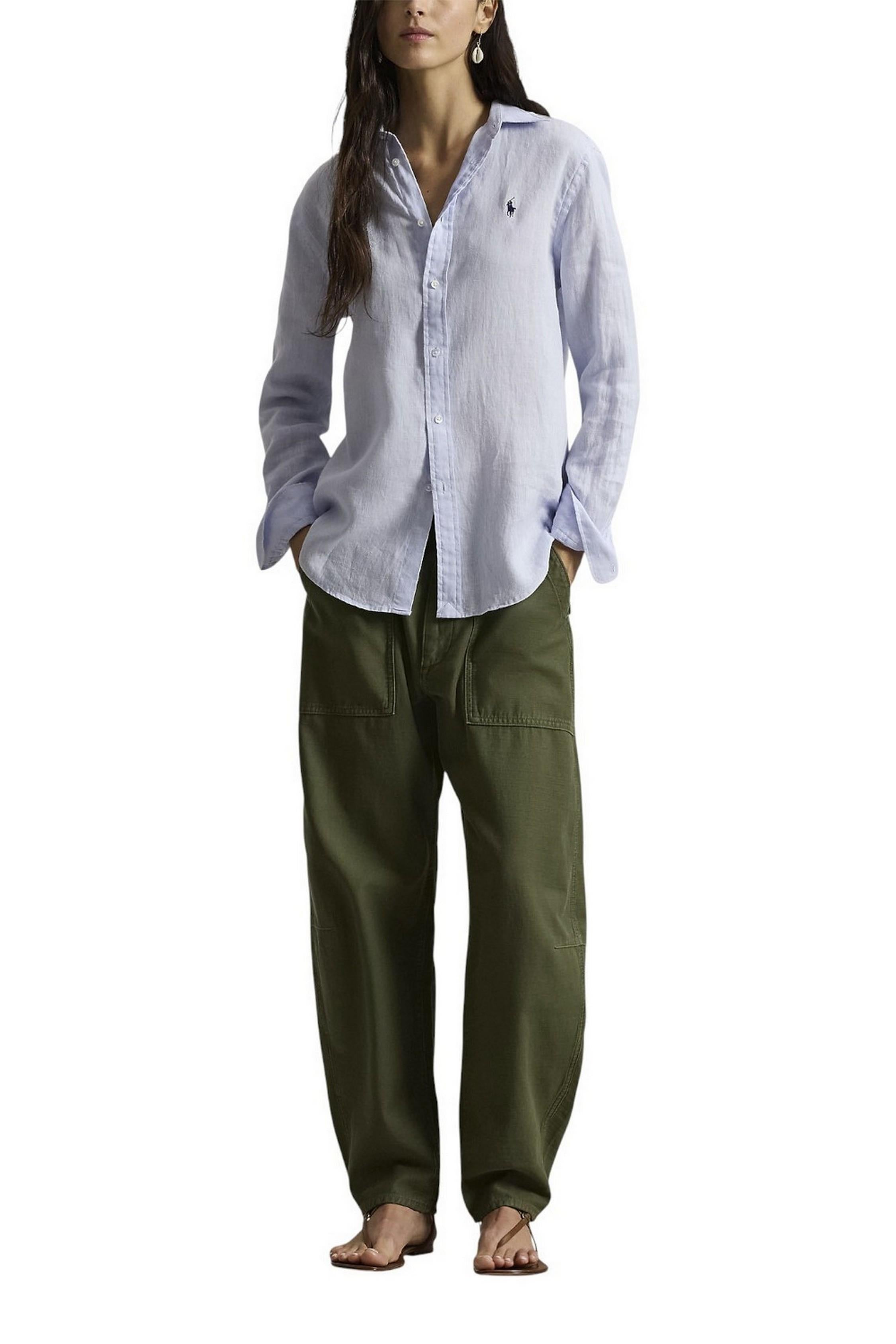 camicia donna lino over azzurro 