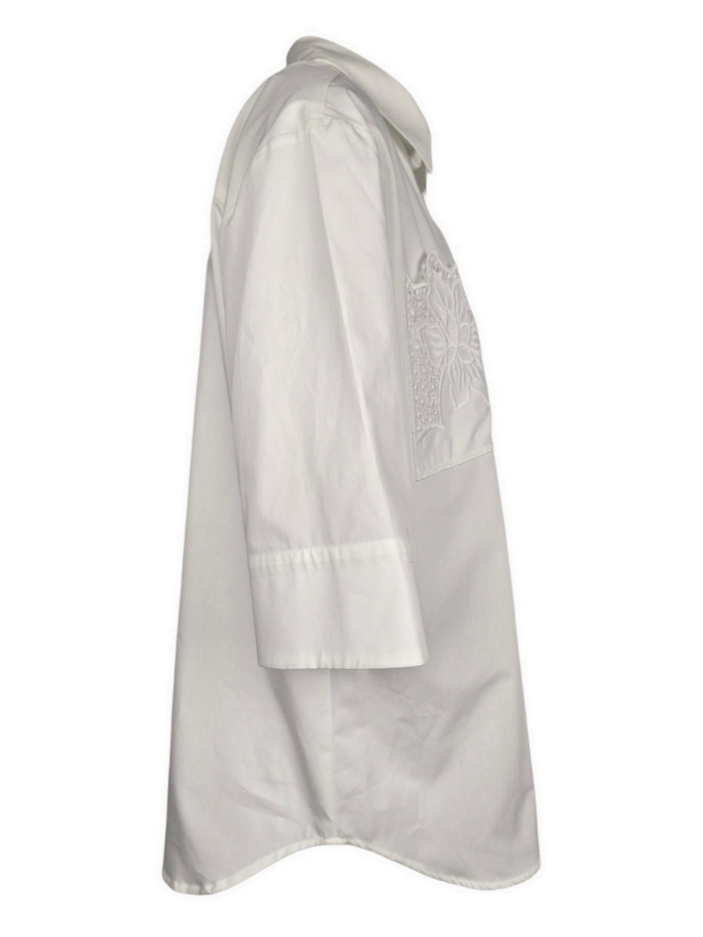 camicia donna bianco con tasche ricamate 
