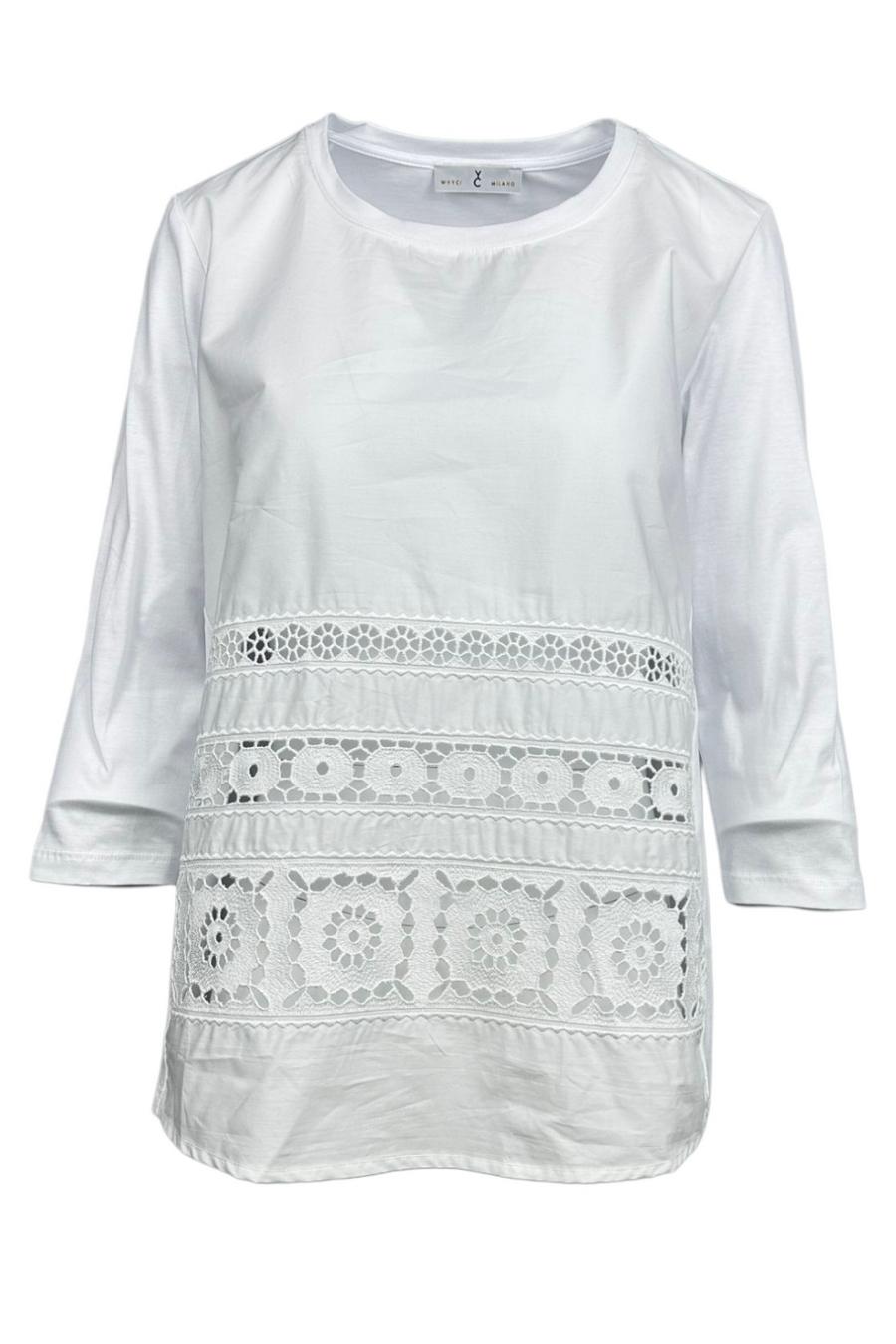 t-shirt donna ricamata bianca 