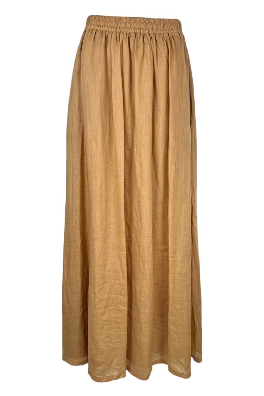 gonna donna in lino caramello 
