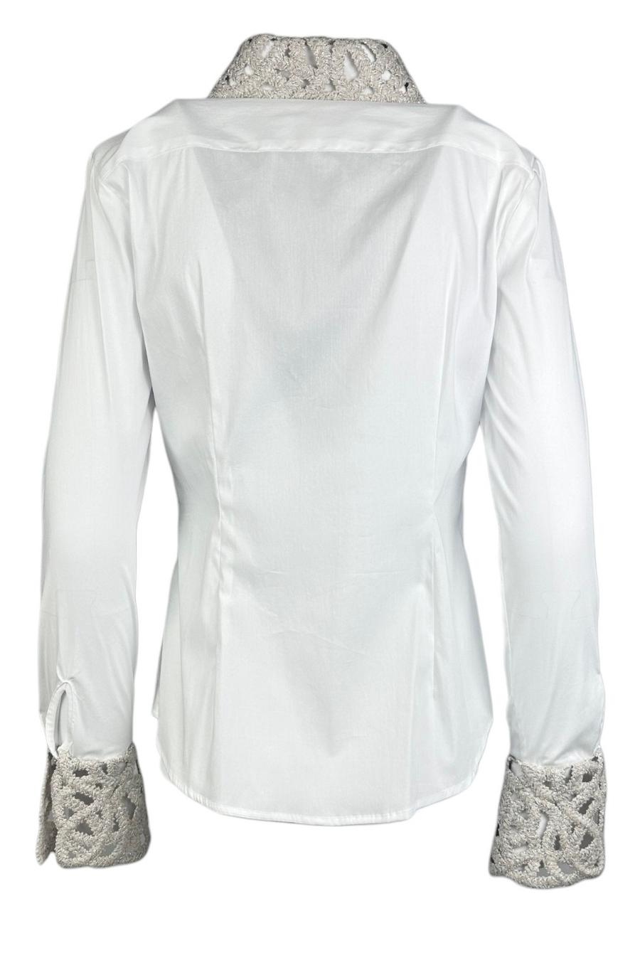 camicia donna dettagli macramè bianca 