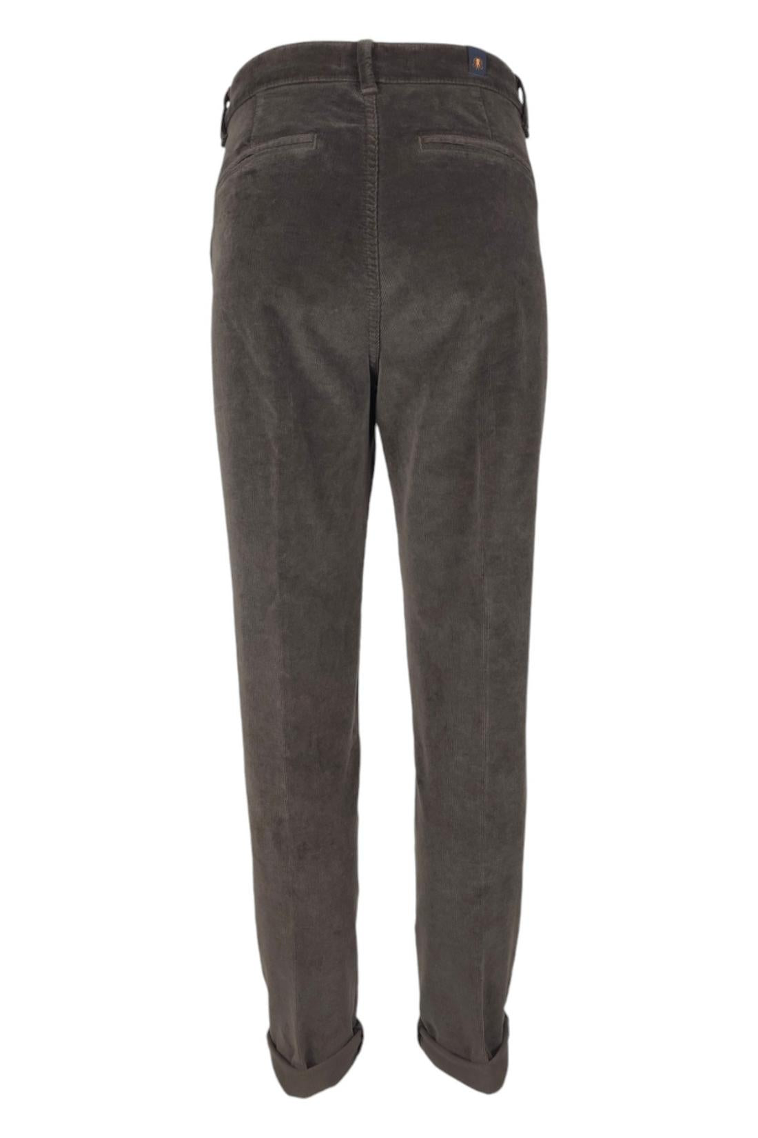 pantalone donna tasca america in velluto marrone 
