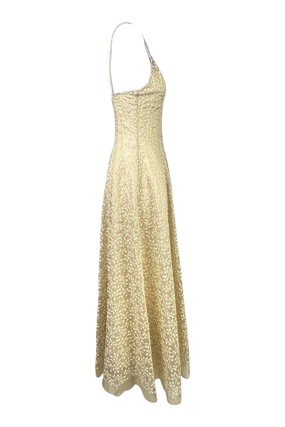 abito donna in chiffon ricamato beige e bianco 