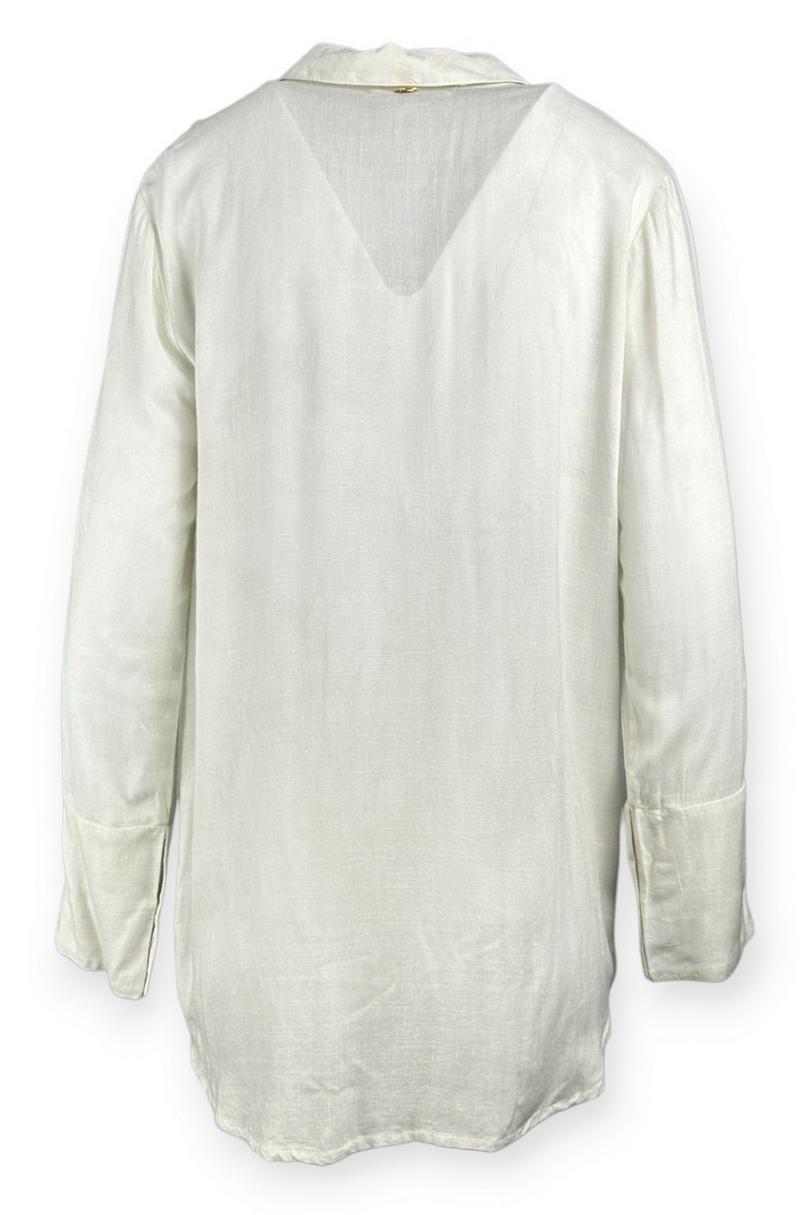 camicia donna ricami paillettes avorio 
